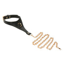 Master Series Captivate Collar with Body Chain Black featuring vegan-leather and a detachable gold chain.