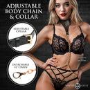 Master Series Captivate Collar with Body Chain Black model showcasing adjustable collar and detachable chain