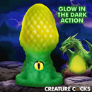Eye of the Dragon Silicone Butt Plug Green featuring glow-in-the-dark action and dragon-scale texture.