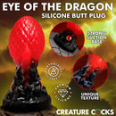 Creature Cocks Eye of the Dragon Silicone Butt Plug Red with dragon-scale texture and strong suction base.