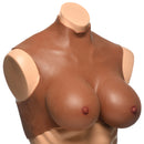 Perky Pair G-Cup Silicone Breasts Dark displayed on a mannequin, showcasing premium silicone and realistic detail.