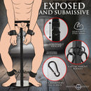 Master Series Steel Pillory CBT Tower Black with adjustable height, heavy-duty steel frame, and four attachment points.