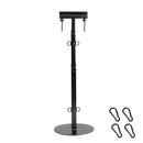 Master Series Steel Pillory CBT Tower Black with adjustable clamp and four carabiners for BDSM play.