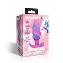 Creature Cocks Unicorn Swirl Silicone Butt Plug Medium packaging with swirl design and ergonomic base.