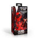 Hell Hound Squirting Silicone Penis Enhancer Red packaging displayed with syringe and bulb for adventurous roleplay.