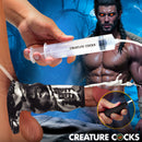 Night Prowler Squirting Silicone Penis Enhancer Silver showcasing dramatic texture and squirting feature.