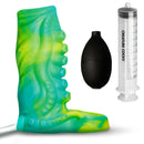 Tentacle Squirting Silicone Penis Enhancer Green with textured design, squirt feature, and included accessories.