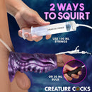 Tentacle Squirting Silicone Penis Enhancer Purple with syringe and bulb for squirting function.