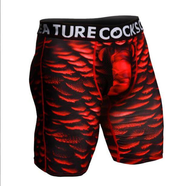 Creature Cocks Underwear Horny Devil Medium in bold crimson red scales with demonic design for a confident look.