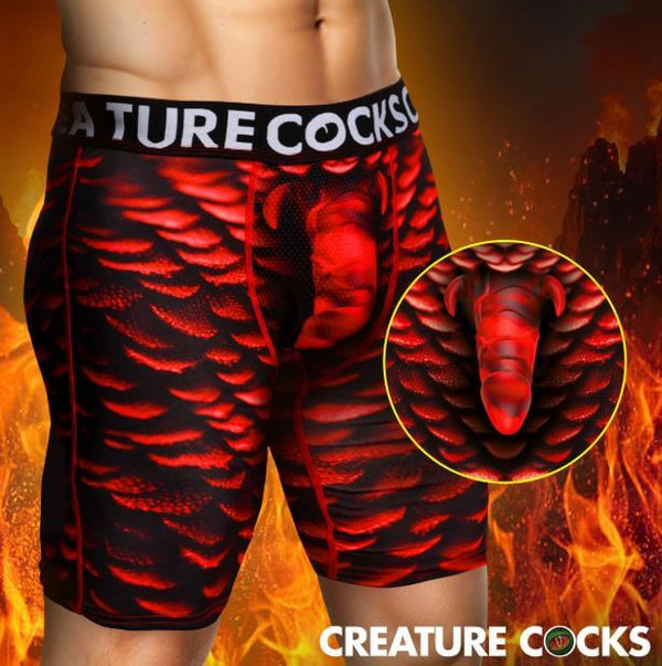 Creature Cocks Underwear Horny Devil X LARGE showcasing bold crimson scale design for fiery adventure.