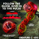 Creature Cocks Cobra Silicone Plasma Vibrator showcasing 3 speeds, 7 vibration patterns, and glowing plasma eye-ball.