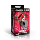 Sinister Eye Red Eye Metal Butt Plug Large in packaging from Creature Cocks with striking design.