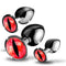 Creature Cocks Red Eye Metal Butt Plug Set 3 Piece featuring three sizes with bold red eye design.