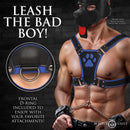 Master Series Alpha Pup Bulldog Harness Blue showcasing its durable design and frontal D-ring for attachments.