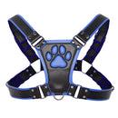Master Series Alpha Pup Bulldog Harness Blue with durable vegan leather and bold paw print design.