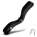 Master Series Exposed E-Stim Wooden Humbler Black with keys for electro play and kneeling restraint.