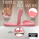 Lover's Grinder Vibrating Silicone Grinder Pink showcasing triple stimulation options and strong suction cup for hands-free use.