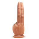 The Pleaser Double Finger Silicone Dildo showcasing a bold, fist-inspired design with long fingers for maximum satisfaction.