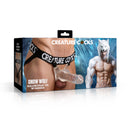 Creature Cocks Snow Wolf Hollow Strap-On with Harness packaging showcasing a clear strap-on design and fantasy theme.