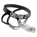 Creature Cocks King Kraken Hollow Strap-On with Harness featuring clear shaft and adjustable harness design.
