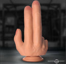 Master Series The Shocker Silicone Dildo Vanilla, oversized hand dildo designed for double-penetration fantasies.