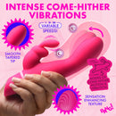 Come Hither Silicone Rabbit Vibrator Pink showcasing smooth tapered tip and vibration modes for enhanced pleasure.
