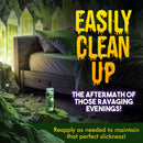 Creature Cum Green Jizz Lubricant 4 Oz showcasing easy cleanup after fun, vibrant green lube bottle on bed.