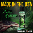 Creature Cum Green Jizz Lubricant 4 Oz bottle with playful design and paraben free label, made in USA.