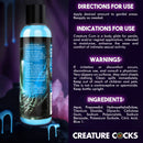 Creature Cum Blue Jizz Water Based Lubricant 8 Oz bottle with usage directions and warnings.