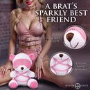 Master Series Brat Bondage Bear Plush Toy styled with pink bling and shibari rope, perfect for playful brats.