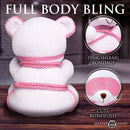 Master Series Brat Bondage Bear Plush Toy with pink shibari bondage and a cute blindfold spelling Brat.