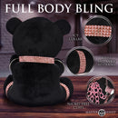 Master Series Bling Bondage Bear Plush Toy showcasing black plush with pink cuffs, collar, and chains for playful kink.