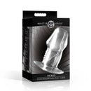 Master Series Dicked Clear Hollow Anal Plug Large packaging with a sleek design and transparent product feature.