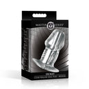 Master Series Dicked Clear Hollow Anal Plug Medium packaged for versatile anal play and visual experimentation.
