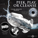 Master Series Dicked Clear Hollow Anal Plug Medium with clear hollow design for visual play and easy cleansing.