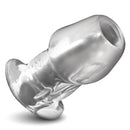 Dicked Clear Hollow Anal Plug X-Large showcasing its smooth, transparent design for ultimate exploration.