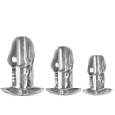 Master Series Dicked Clear Hollow Anal Plug 3 Piece Set in clear transparent design for graduated anal play.