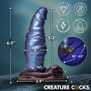 Creature Cocks Lord Neptune Vibrating Silicone Grinder dimensions and features including silicone material and waterproof design.