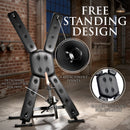 Master Series St Andrew's Cross with Sex Machine featuring a freestanding design and padded cushions for comfort.