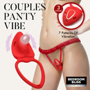 Couples Panty Vibe with Remote Textured Silicone Red shown on model, highlighting the design and features for intimate pleasure.