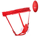 Couples Panty Vibe with Remote Textured Silicone Red, featuring a lace waistband and vibrating stimulator.