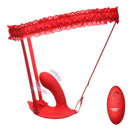 G-Spot Silicone Panty Vibe with Remote Red features a curved shaft and wide clitoral pad for simultaneous stimulation.