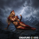 Creature Cocks Drago Silicone Masturbator Black inspired fantasy character in dramatic landscape
