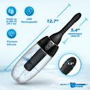 CleanStream XL Spinning Automatic Enema Bulb Black featuring premium silicone, USB rechargeable, with 600 ml capacity and 5.4" insertable length.