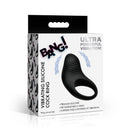 Bang Vibrating Silicone Cock Ring Black packaging showcasing its features and design with premium silicone.