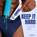 Passion Keep It Hard Stay Hard Desensitizing Gel 1.5 Oz tube and blue popsicle on display.