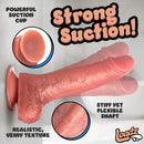Loadz 10 Inch Thrusting Vibrating Squirting Dildo Flesh showcasing realistic veiny texture and powerful suction cup.