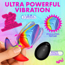 Bang Rotating and Vibrating Silicone Butt Plug Rainbow with remote control and stimulating texture design.