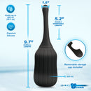 CleanStream Silicone Enema Bulb with Poseable Nozzle Black dimensions, capacity, and features overview.