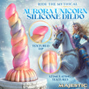 Creature Cocks Aurora Unicorn 8.5 Inch Silicone Dildo showcasing textured tip and stimulating designs.